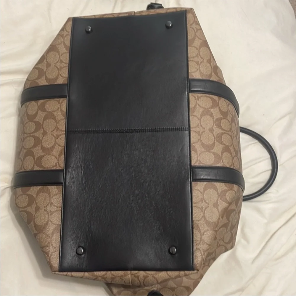 Coach Tan and Black Duffel Bag